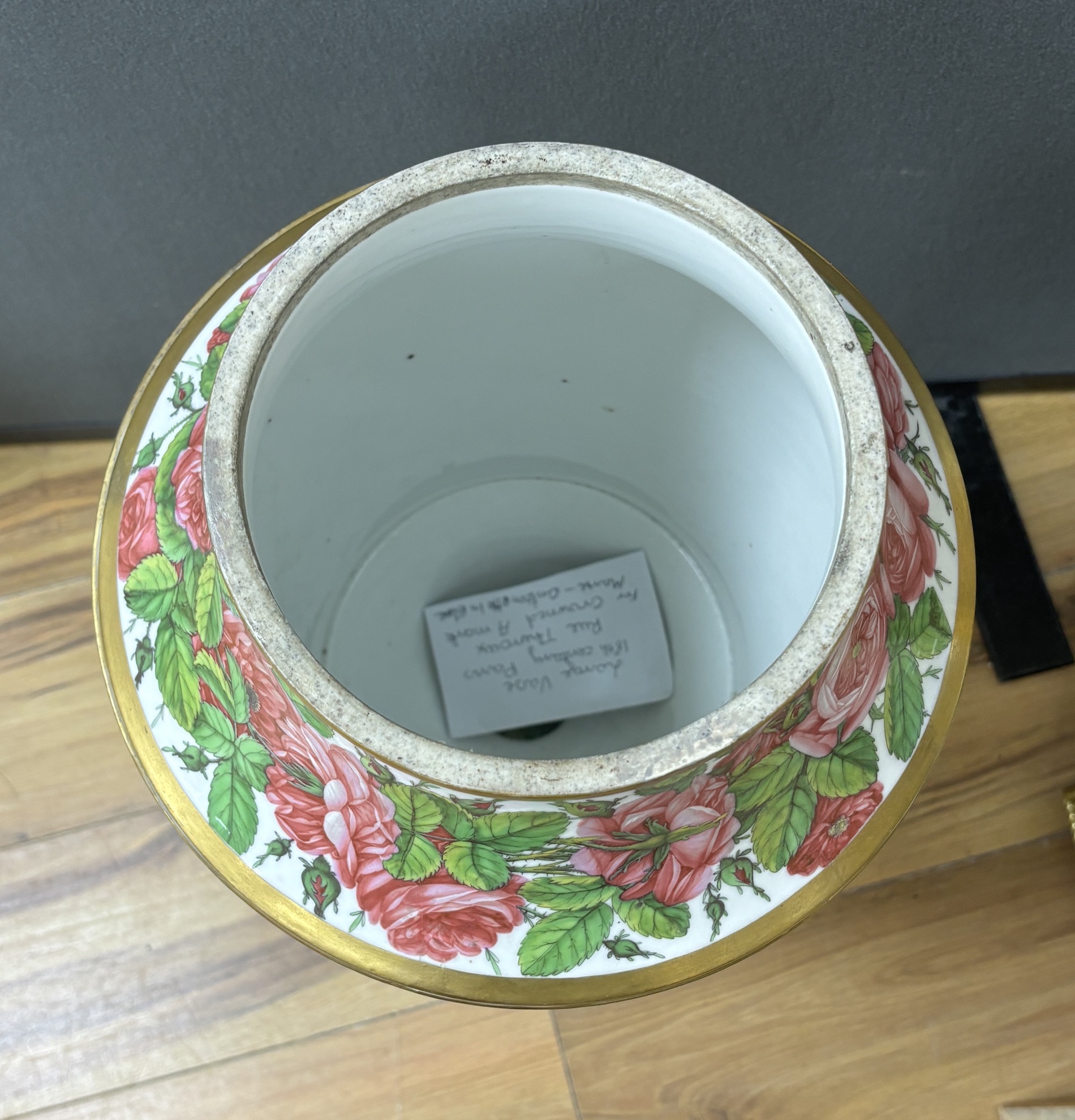An impressive 19th century Paris porcelain vase and cover gilt and floral decoration, 75cm high